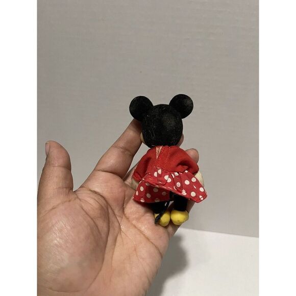 Vtg Rare 1970s Disney Minnie Mouse 14" Red Polka Dress Flocked Doll Simba Toys - Picture 3 of 3